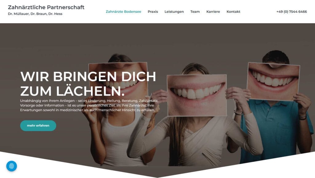 Website-Programmierung für zahnärztliche Partnerschaft